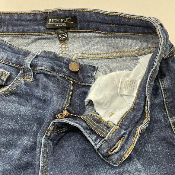 Judy Blue Skinny Slim Jeans Women Size 9/29 Fade Wash Distressed Moto Biker Rock - Picture 6 of 12